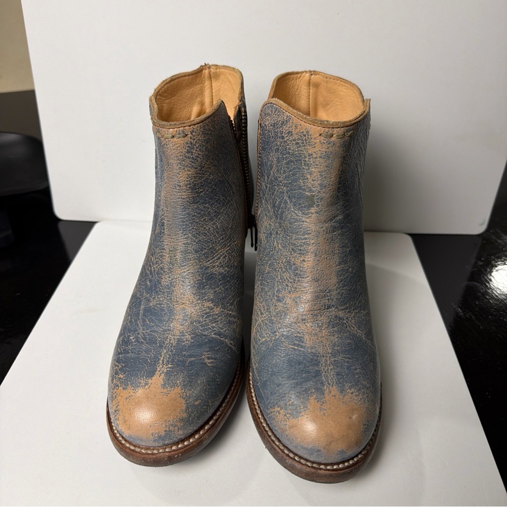 BED|STU Blue and Tan Leather Boots
